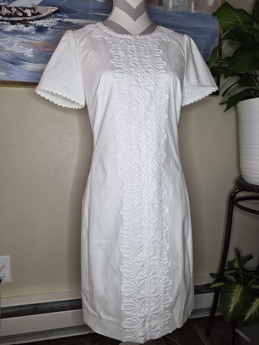 White Embroidered Shift Dress